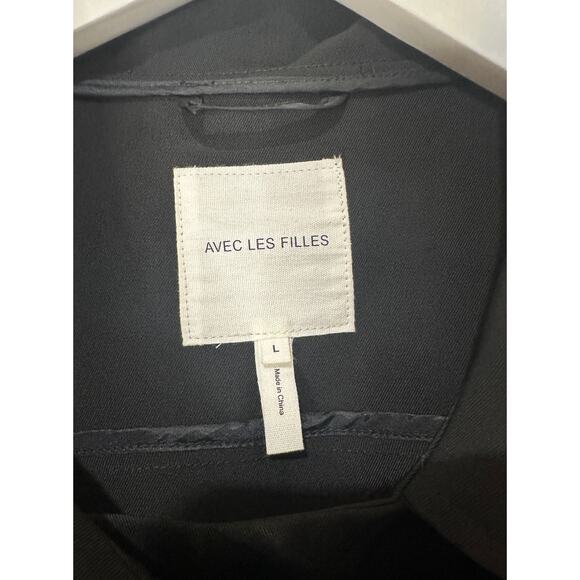 Avec Les Filles Black Trench Coat Belted Drape Front Size Large NWT Stylish - Picture 3 of 16